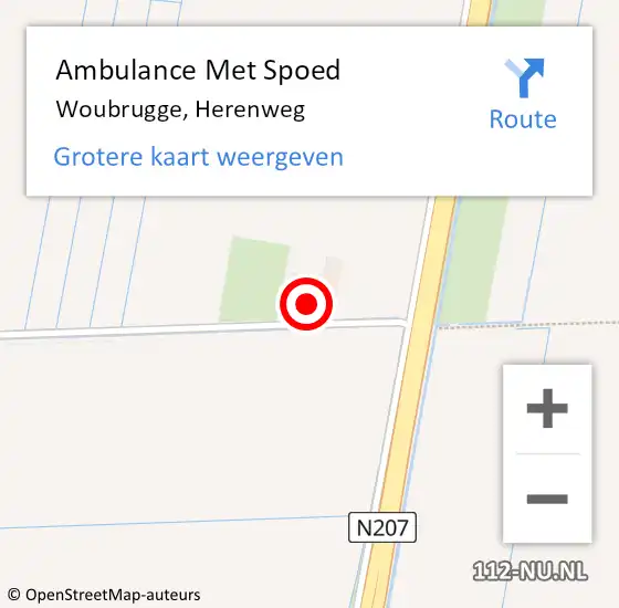 Locatie op kaart van de 112 melding: Ambulance Met Spoed Naar Woubrugge, Herenweg op 9 september 2023 16:19