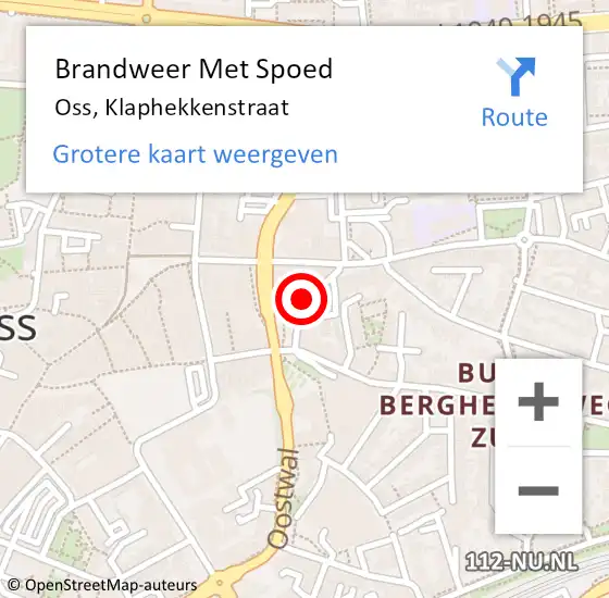 Locatie op kaart van de 112 melding: Brandweer Met Spoed Naar Oss, Klaphekkenstraat op 9 september 2023 16:20