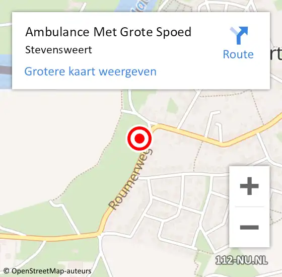 Locatie op kaart van de 112 melding: Ambulance Met Grote Spoed Naar Stevensweert op 9 september 2023 16:52