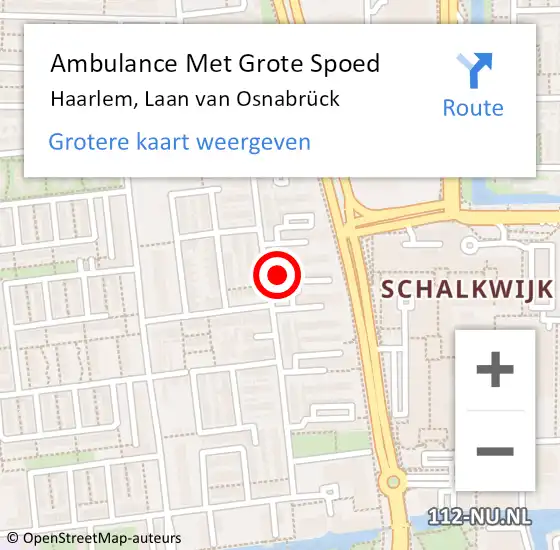 Locatie op kaart van de 112 melding: Ambulance Met Grote Spoed Naar Haarlem, Laan van Osnabrück op 9 september 2023 17:19