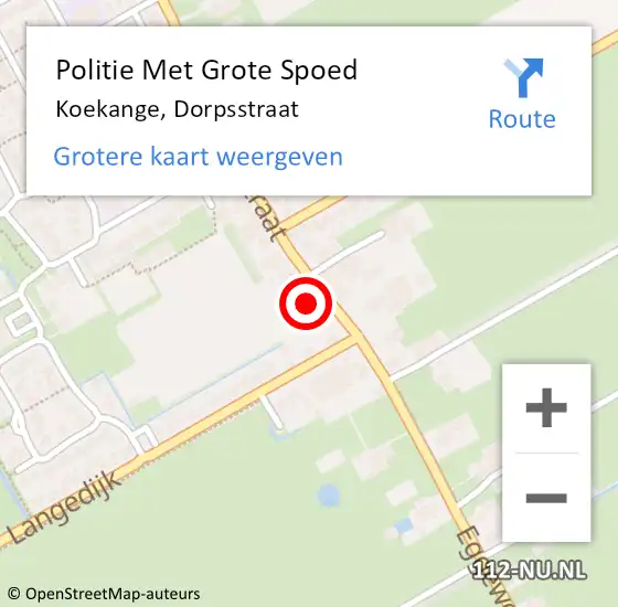 Locatie op kaart van de 112 melding: Politie Met Grote Spoed Naar Koekange, Dorpsstraat op 9 september 2023 17:21