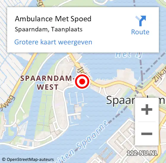 Locatie op kaart van de 112 melding: Ambulance Met Spoed Naar Spaarndam, Taanplaats op 9 september 2023 17:33