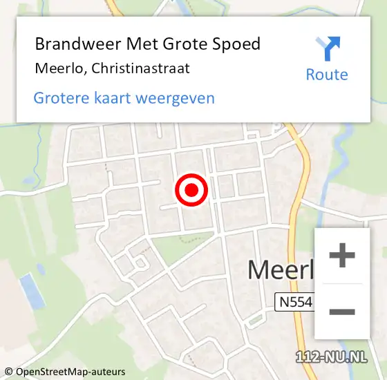 Locatie op kaart van de 112 melding: Brandweer Met Grote Spoed Naar Meerlo, Christinastraat op 9 september 2023 17:37