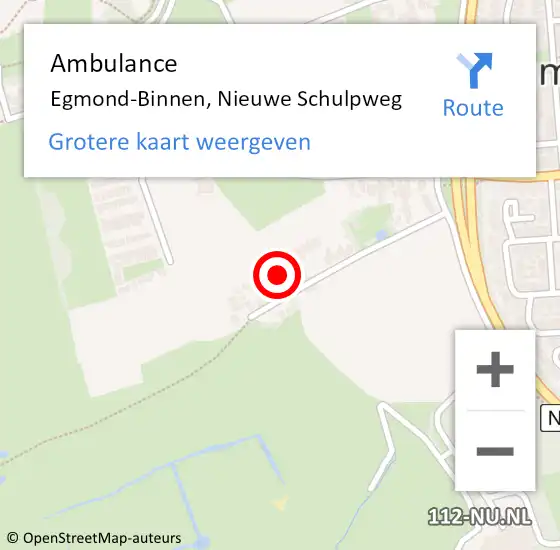 Locatie op kaart van de 112 melding: Ambulance Egmond-Binnen, Nieuwe Schulpweg op 9 september 2023 17:52