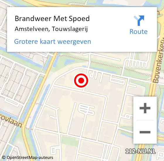 Locatie op kaart van de 112 melding: Brandweer Met Spoed Naar Amstelveen, Touwslagerij op 9 september 2023 18:01