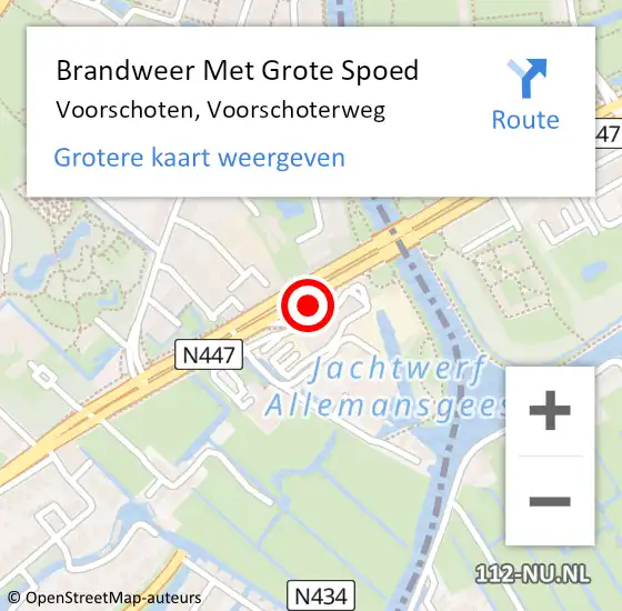 Locatie op kaart van de 112 melding: Brandweer Met Grote Spoed Naar Voorschoten, Voorschoterweg op 9 september 2023 18:02