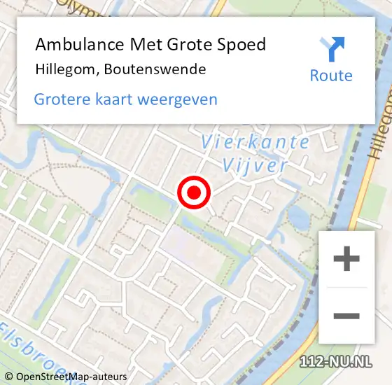 Locatie op kaart van de 112 melding: Ambulance Met Grote Spoed Naar Hillegom, Boutenswende op 9 september 2023 18:03