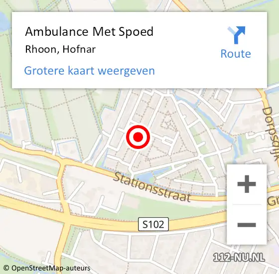 Locatie op kaart van de 112 melding: Ambulance Met Spoed Naar Rhoon, Hofnar op 9 september 2023 18:11