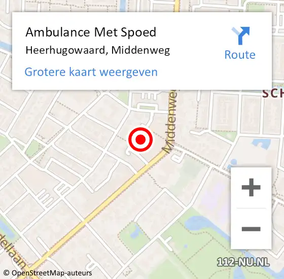 Locatie op kaart van de 112 melding: Ambulance Met Spoed Naar Heerhugowaard, Middenweg op 9 september 2023 18:23
