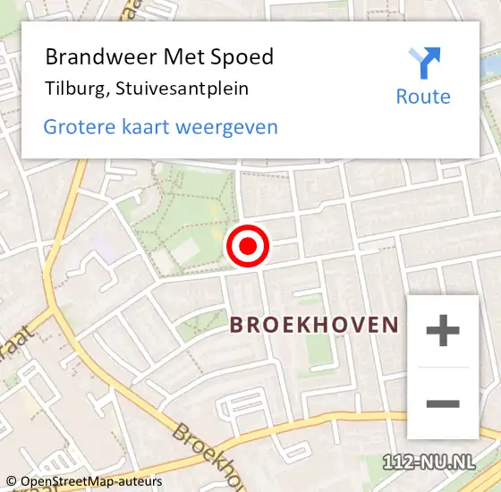 Locatie op kaart van de 112 melding: Brandweer Met Spoed Naar Tilburg, Stuivesantplein op 9 september 2023 18:56