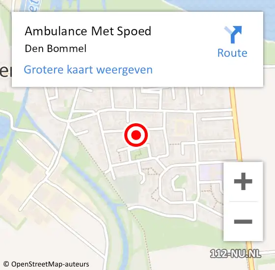 Locatie op kaart van de 112 melding: Ambulance Met Spoed Naar Den Bommel op 9 september 2023 19:00