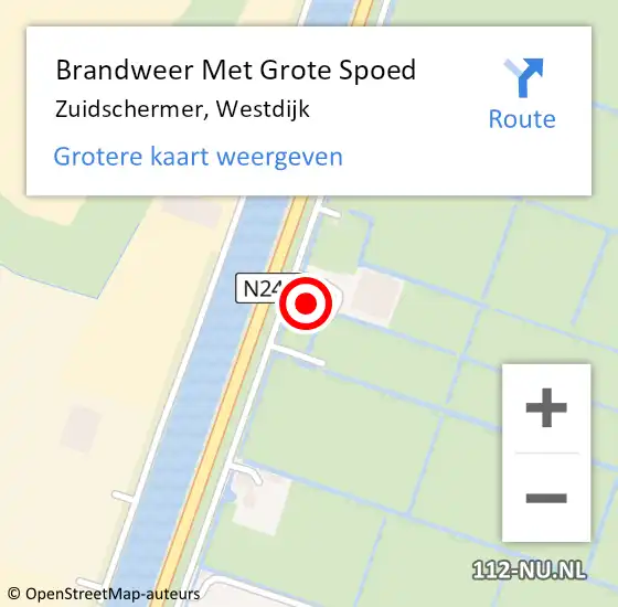 Locatie op kaart van de 112 melding: Brandweer Met Grote Spoed Naar Zuidschermer, Westdijk op 9 september 2023 19:00