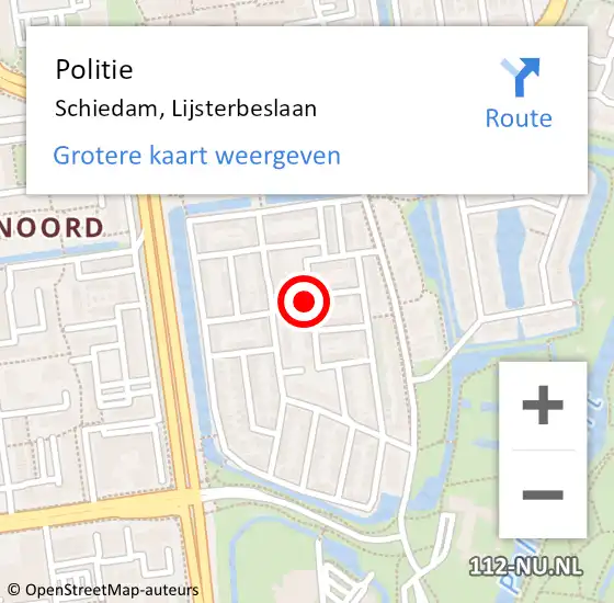 Locatie op kaart van de 112 melding: Politie Schiedam, Lijsterbeslaan op 9 september 2023 19:34