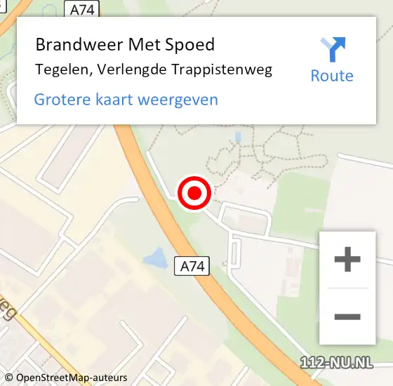 Locatie op kaart van de 112 melding: Brandweer Met Spoed Naar Tegelen, Verlengde Trappistenweg op 9 september 2023 19:50