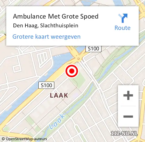 Locatie op kaart van de 112 melding: Ambulance Met Grote Spoed Naar Den Haag, Slachthuisplein op 9 september 2023 19:50