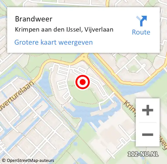 Locatie op kaart van de 112 melding: Brandweer Krimpen aan den IJssel, Vijverlaan op 9 september 2023 19:53