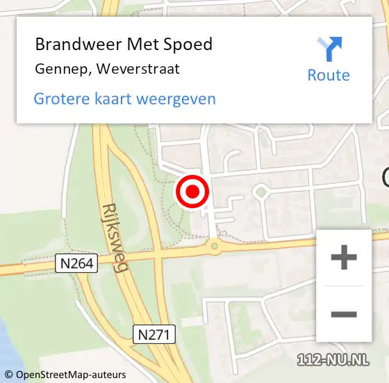 Locatie op kaart van de 112 melding: Brandweer Met Spoed Naar Gennep, Weverstraat op 9 september 2023 19:53