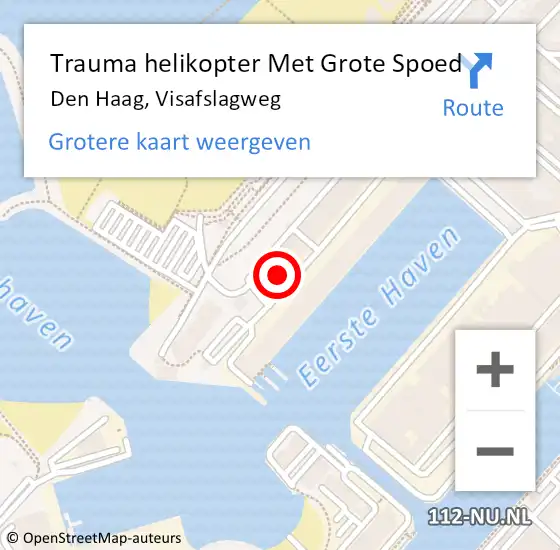 Locatie op kaart van de 112 melding: Trauma helikopter Met Grote Spoed Naar Den Haag, Visafslagweg op 9 september 2023 19:54