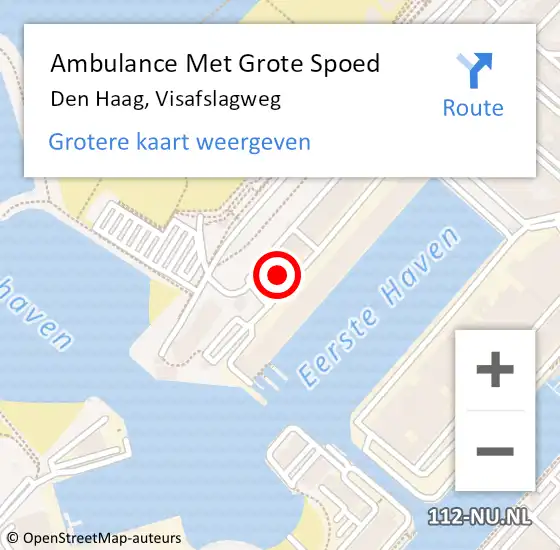 Locatie op kaart van de 112 melding: Ambulance Met Grote Spoed Naar Den Haag, Visafslagweg op 9 september 2023 19:54
