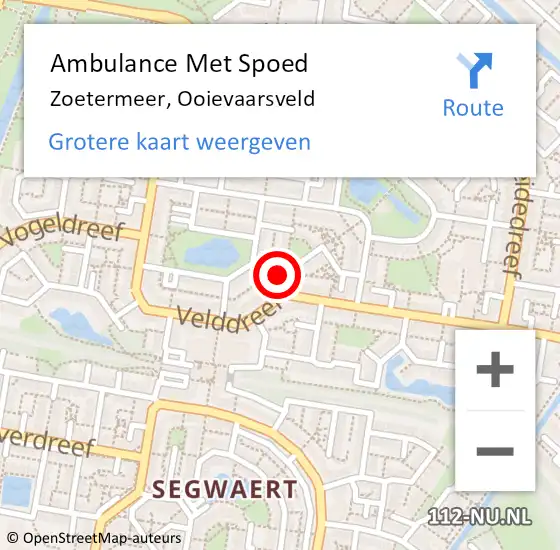 Locatie op kaart van de 112 melding: Ambulance Met Spoed Naar Zoetermeer, Ooievaarsveld op 9 september 2023 19:55