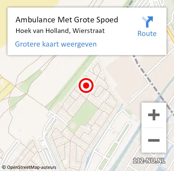 Locatie op kaart van de 112 melding: Ambulance Met Grote Spoed Naar Hoek van Holland, Wierstraat op 9 september 2023 20:21