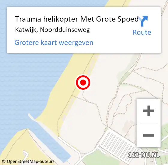 Locatie op kaart van de 112 melding: Trauma helikopter Met Grote Spoed Naar Katwijk, Noordduinseweg op 9 september 2023 20:26