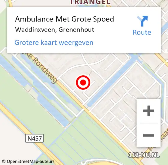 Locatie op kaart van de 112 melding: Ambulance Met Grote Spoed Naar Waddinxveen, Grenenhout op 9 september 2023 20:38