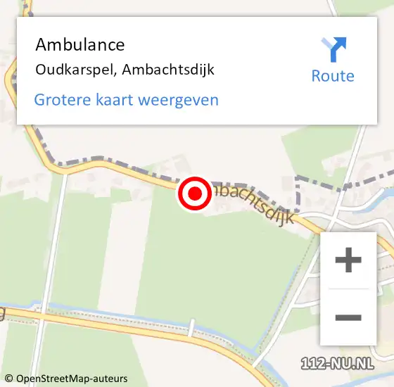 Locatie op kaart van de 112 melding: Ambulance Oudkarspel, Ambachtsdijk op 9 september 2023 21:41