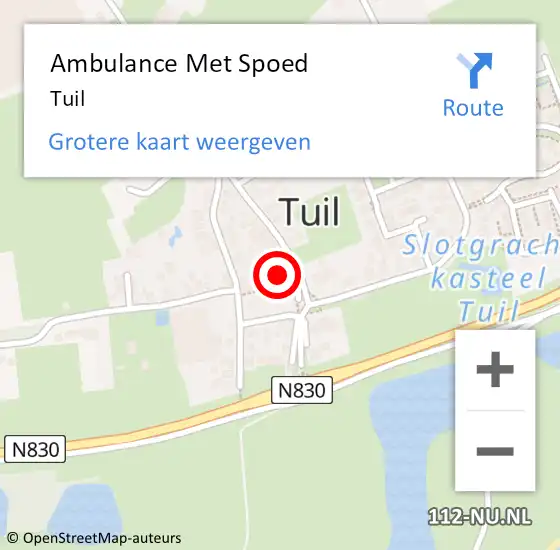 Locatie op kaart van de 112 melding: Ambulance Met Spoed Naar Tuil op 9 september 2023 21:58