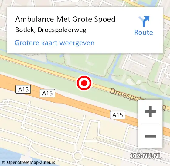 Locatie op kaart van de 112 melding: Ambulance Met Grote Spoed Naar Botlek, Droespolderweg op 10 september 2023 00:29