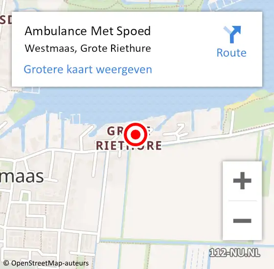 Locatie op kaart van de 112 melding: Ambulance Met Spoed Naar Westmaas, Grote Riethure op 10 september 2023 01:02