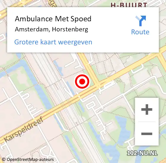 Locatie op kaart van de 112 melding: Ambulance Met Spoed Naar Amsterdam, Horstenberg op 10 september 2023 01:39