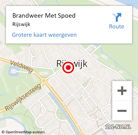 Locatie op kaart van de 112 melding: Brandweer Met Spoed Naar Rijswijk op 10 september 2023 02:04