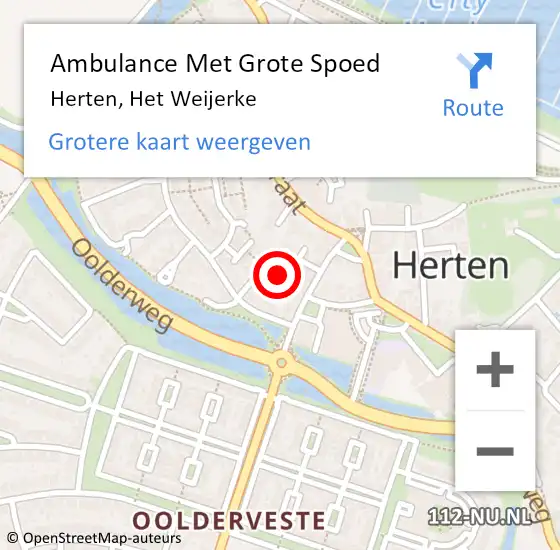 Locatie op kaart van de 112 melding: Ambulance Met Grote Spoed Naar Herten, Het Weijerke op 10 september 2023 02:51