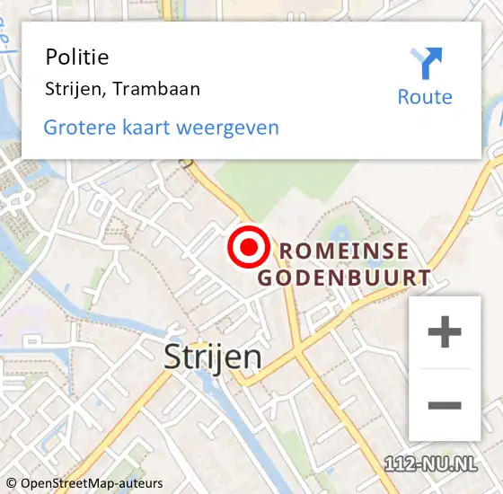 Locatie op kaart van de 112 melding: Politie Strijen, Trambaan op 10 september 2023 02:57