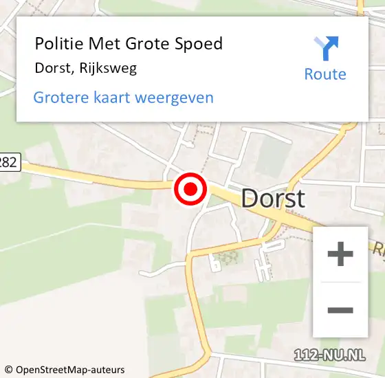 Locatie op kaart van de 112 melding: Politie Met Grote Spoed Naar Dorst, Rijksweg op 10 september 2023 03:05