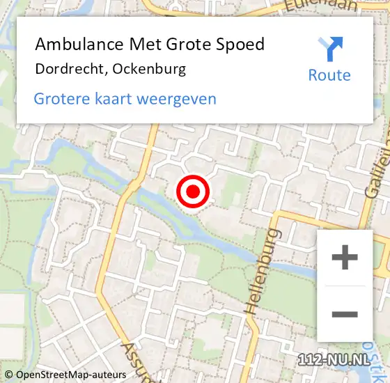 Locatie op kaart van de 112 melding: Ambulance Met Grote Spoed Naar Dordrecht, Ockenburg op 10 september 2023 03:43
