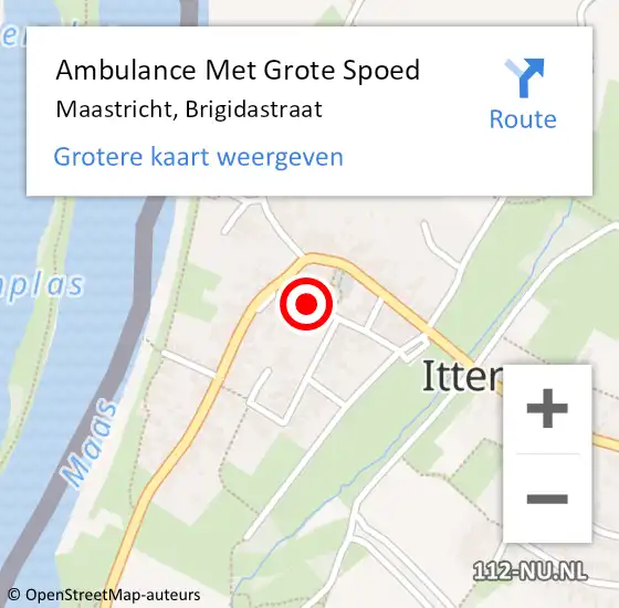 Locatie op kaart van de 112 melding: Ambulance Met Grote Spoed Naar Maastricht, Brigidastraat op 7 september 2014 17:11