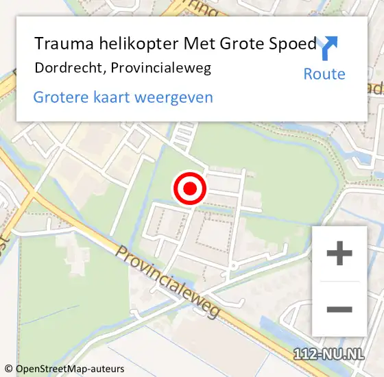 Locatie op kaart van de 112 melding: Trauma helikopter Met Grote Spoed Naar Dordrecht, Provincialeweg op 10 september 2023 04:37