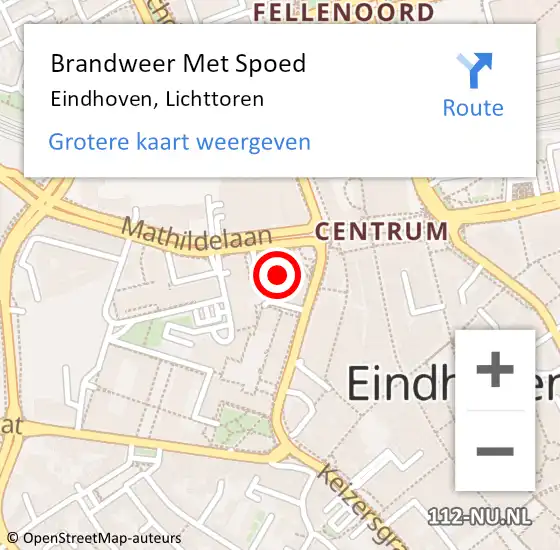 Locatie op kaart van de 112 melding: Brandweer Met Spoed Naar Eindhoven, Lichttoren op 10 september 2023 04:40