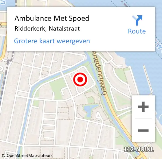 Locatie op kaart van de 112 melding: Ambulance Met Spoed Naar Ridderkerk, Natalstraat op 10 september 2023 04:47