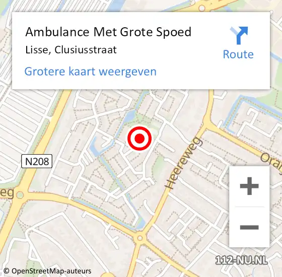 Locatie op kaart van de 112 melding: Ambulance Met Grote Spoed Naar Lisse, Clusiusstraat op 10 september 2023 06:02