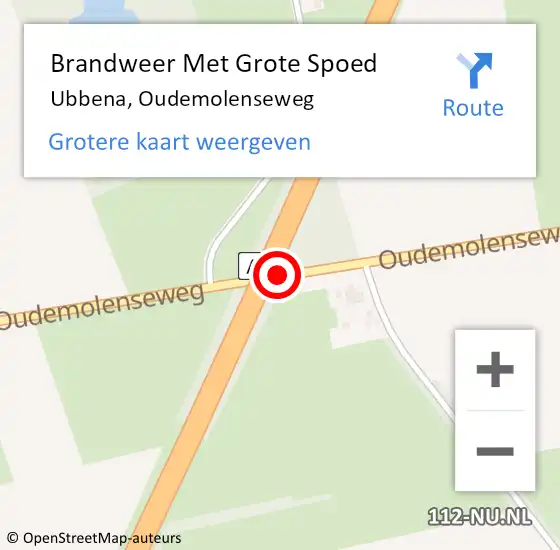 Locatie op kaart van de 112 melding: Brandweer Met Grote Spoed Naar Ubbena, Oudemolenseweg op 13 oktober 2013 20:44