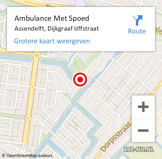 Locatie op kaart van de 112 melding: Ambulance Met Spoed Naar Assendelft, Dijkgraaf IJffstraat op 10 september 2023 07:09