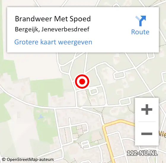 Locatie op kaart van de 112 melding: Brandweer Met Spoed Naar Bergeijk, Jeneverbesdreef op 10 september 2023 08:56