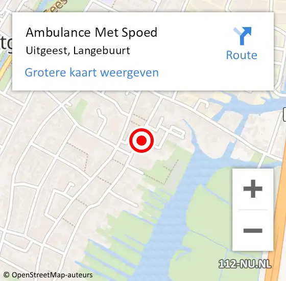 Locatie op kaart van de 112 melding: Ambulance Met Spoed Naar Uitgeest, Langebuurt op 10 september 2023 09:12