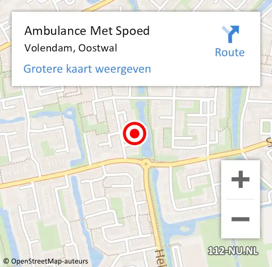 Locatie op kaart van de 112 melding: Ambulance Met Spoed Naar Volendam, Oostwal op 10 september 2023 09:17