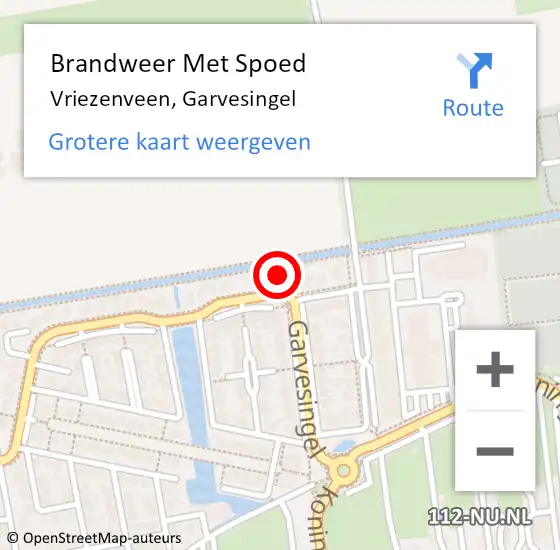 Locatie op kaart van de 112 melding: Brandweer Met Spoed Naar Vriezenveen, Garvesingel op 10 september 2023 09:22