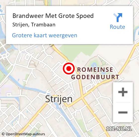 Locatie op kaart van de 112 melding: Brandweer Met Grote Spoed Naar Strijen, Trambaan op 10 september 2023 09:23