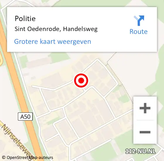 Locatie op kaart van de 112 melding: Politie Sint Oedenrode, Handelsweg op 10 september 2023 10:04